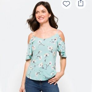 Kaileigh Women's Valette Back Detail, Cold Shoulder, Floral Blue, Medium, NWT